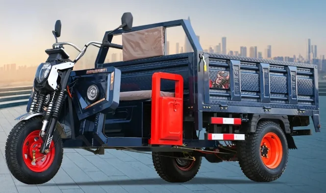 DLX C05 cargo bed tricycle, front-side view